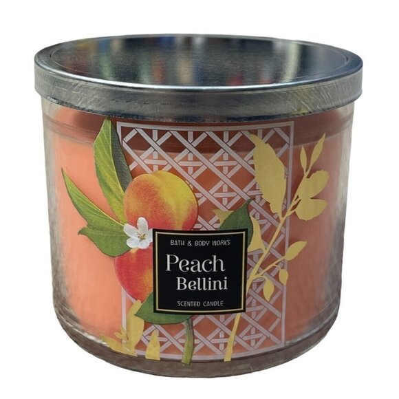Bath and Body Works 3-Wick Scented Candle in Peach Bellini 14.5 Ounces - Picture 1 of 9